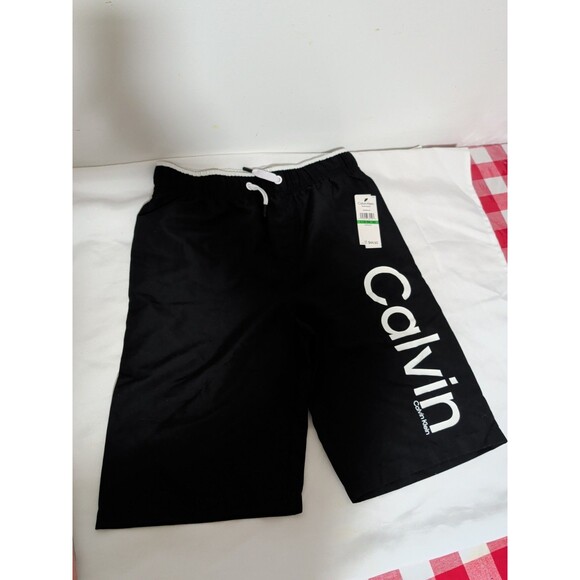 Calvin Klein Swimwear Shorts Boys L (14/16)  Black  Polyester Mesh Elastic Waist - Picture 2 of 5